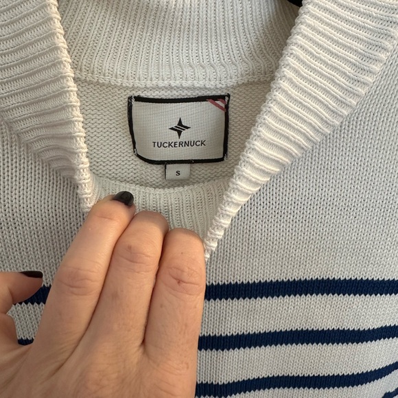 Tuckernuck Bar Harbor striped cotton sweater with side buttons - Picture 3 of 4